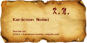 Karácson Noémi névjegykártya
